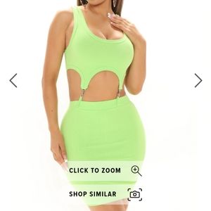 Lime colored ribbed mini dress
